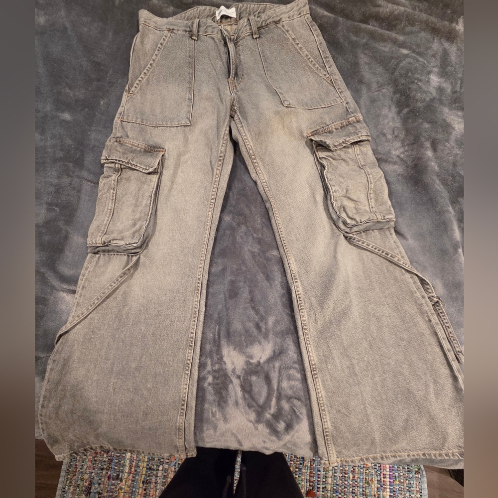 Zara Gray Cargo Jeans